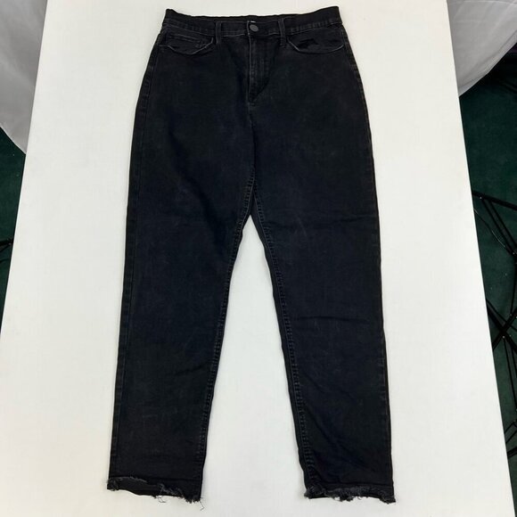 4 What Its Worth Womens Jeans Black Stretch High Rise Denim Raw Hem 30 Waist - Picture 1 of 9